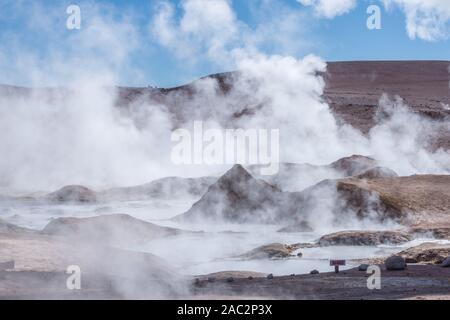 Der Geysir Feld Sol de Mañana", National Park Reserva National de Fauna Andina Eduardo Avaroa, im Südwesten von Bolivien, Potosi, Lateinamerika Stockfoto