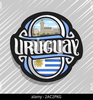 Vektor logo für Uruguay Land, Kühlschrank Magnet mit uruguayischen State Flag, original brush Schrift für Wort Uruguay und nationalen uruguayischen Symbol - Sal Stock Vektor