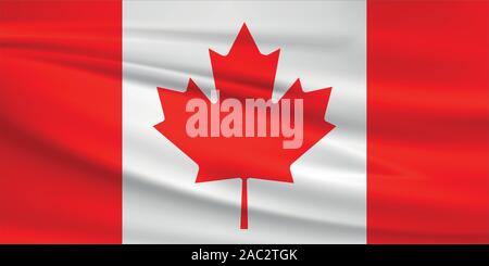 Kanada Fahne schwenkten, offizielle Farben und Verhältnis zu korrigieren. Kanada Nationalflagge. Vector Illustration. Stock Vektor