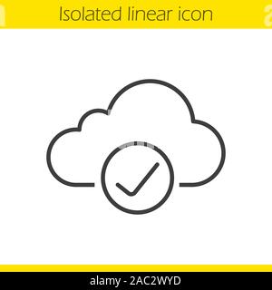 Cloud Storage lineare Symbol. Dünne Linie Abbildung. Cloud Computing Häkchen. Der Zugang gewährt Kontur Symbol. Vektor isoliert Maßbild Stock Vektor