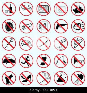 Verbot Symbol Warnung Symbol in verschiedenen Formaten Illustration Vektor auf Pop Art cartoons Stil weißer Hintergrund Stock Vektor