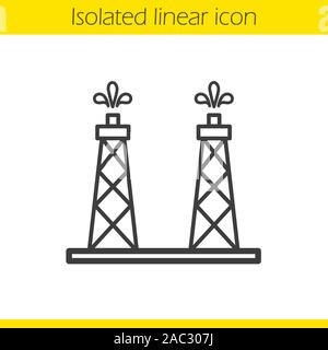 Ölförderplattformen lineare Symbol. Dünne Linie Abbildung. Öl Turm Kontur Symbol. Vektor isoliert Maßbild Stock Vektor