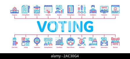 Abstimmung und Wahl minimale Infografik Banner Vektor Stock Vektor