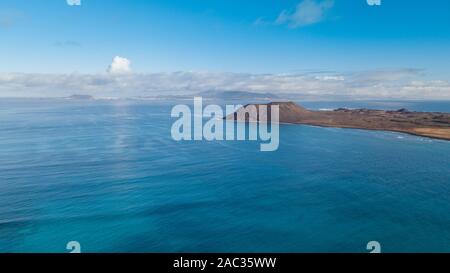 Luftaufnahme der Insel Lobos und Fuerteventura Stockfoto