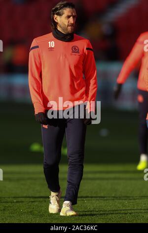 Stoke-on-Trent, Großbritannien. 30 Nov, 2019. Blackburn Rovers vorwärts Danny Graham (10) Während der EFL Sky Bet Championship Match zwischen Stoke City und die Blackburn Rovers in der bet365-Stadion, Stoke-on-Trent, England. Foto von Jurek Biegus. Nur die redaktionelle Nutzung, eine Lizenz für die gewerbliche Nutzung erforderlich. Keine Verwendung in Wetten, Spiele oder einer einzelnen Verein/Liga/player Publikationen. Credit: UK Sport Pics Ltd/Alamy leben Nachrichten Stockfoto