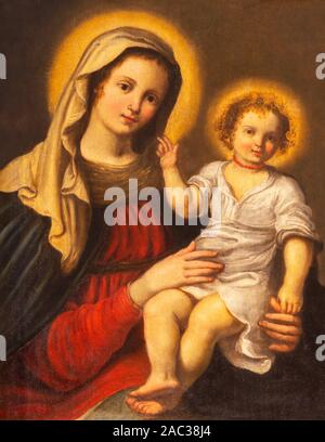 PARMA, Italien - 17. APRIL 2018: Detail der Madonna in der Kirche Chiesa di Santa Lucia von Meister von Parma Schule aus der ersten Hälfte des 17.Jh. Stockfoto