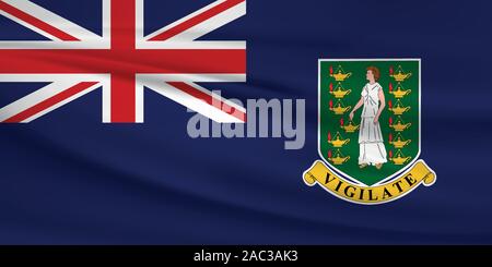 Wehende Flagge Virgin Islands, offizielle Farben und Verhältnis zu korrigieren. Virgin Islands Nationalflagge. Vector Illustration. Stock Vektor