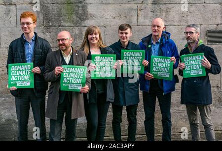 Scottish Green Party fordert Klimawandel allgemeine Maßnahmen der Wahlkampf. Ross Greer, MSP, Patrick Harvie, MSP, Cameron Glasgow, Gillian Mackay Stockfoto