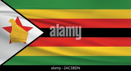 Simbabwe Fahne schwenkten, offizielle Farben und Verhältnis zu korrigieren. Zimbabwe nationale Flagge. Vector Illustration. Stock Vektor