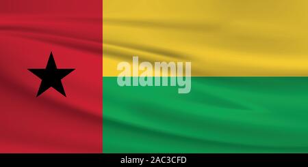 Guinea-bissau Fahne schwenkten, offizielle Farben und Verhältnis zu korrigieren. Guinea Bissau Nationalflagge. Vector Illustration. Stock Vektor