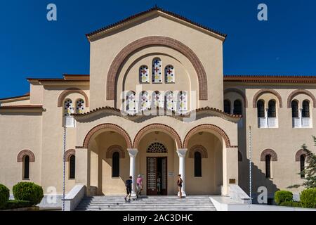 Kefalonia, Griechenland - 22. August 2019: Saint Agios Gerasimos Kirche in Omala, Kefalonia Insel Stockfoto