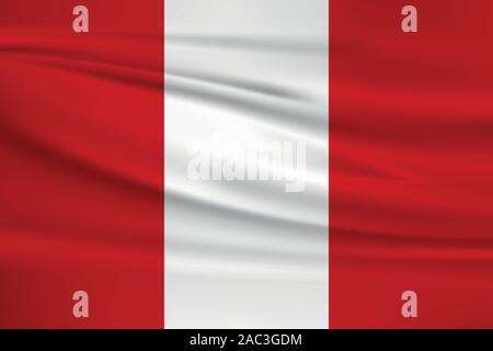 Winkende Peru Flagge, offizielle Farben und Verhältnis zu korrigieren. Peru die Flagge. Vector Illustration. Stock Vektor