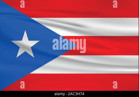 Winkende Puerto Rico Flagge, offizielle Farben und Verhältnis zu korrigieren. Puerto Rico Nationalflagge. Vector Illustration. Stock Vektor