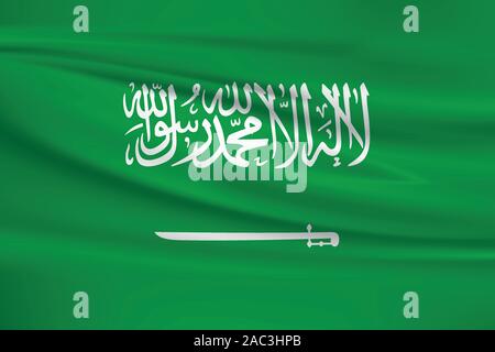Saudi Arabien Fahne schwenkten, offizielle Farben und Verhältnis zu korrigieren. Saudi-arabien Nationalflagge. Vector Illustration. Stock Vektor