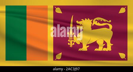 Sri Lanka Fahne schwenkten, offizielle Farben und Verhältnis zu korrigieren. Sri Lanka Nationalflagge. Vector Illustration. Stock Vektor