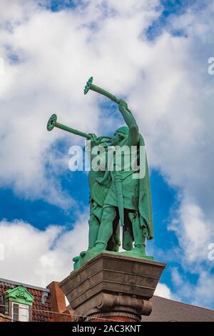 Blick auf Lur Gebläse Denkmal in Kopenhagen, Dänemark. Denkmal wurde von Anton Rosen entworfen und 1914 eingeweiht. Stockfoto