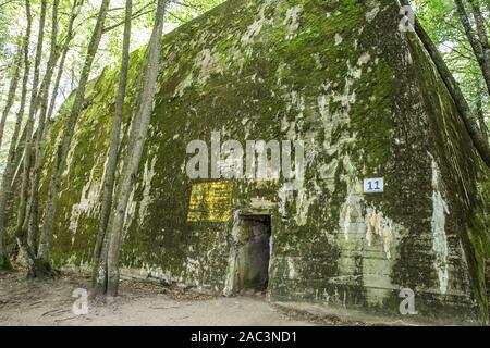 Ketrzyn, Polen Juli 25, 2019 Wolf's Lair war Adolf Hitlers erste Ostfront militärisches Hauptquartier im Zweiten Weltkrieg. Wolfsschanze, Wolfschanze. Stockfoto