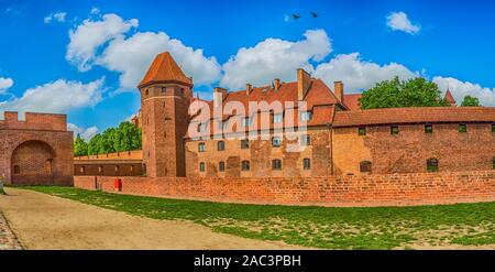 Die Vew für Teutonische Schloß in Malbork (Marienburg) in Pommern. Polen. Europa Stockfoto