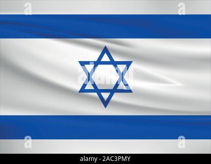 Israel Fahne schwenkten, offizielle Farben und Verhältnis zu korrigieren. Israel Nationalflagge. Vector Illustration. Stock Vektor