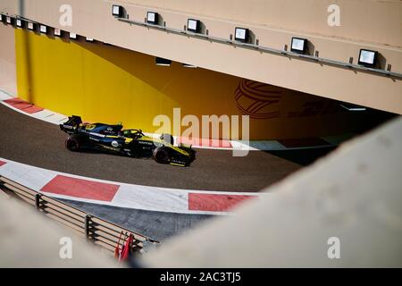 Renault Sport F1-Team die deutschen Fahrer Nico Hulkenberg konkurriert im dritten Training der Abu Dhabi F1 Grand Prix auf dem Yas Marina Circuit in Abu Dhabi. Stockfoto