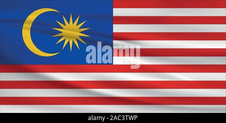 Malaysia Fahne schwenkten, offizielle Farben und Verhältnis zu korrigieren. Malaysia Nationalflagge. Vector Illustration. Stock Vektor