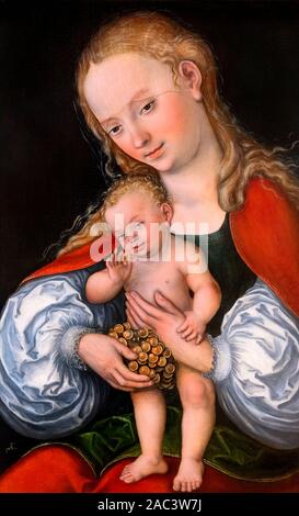 Madonna mit Kind und Trauben von Lucas Cranach dem Älteren (1472-1553), Öl auf Leinwand, 1537 Stockfoto