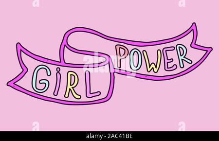 Girl Power Angebot. Grl pwr handgezeichneten Schriftzug. Frauen rechts Slogan. Frauen, Feminismus Symbole. Vector Illustration. Kann als Ausdruck für Poster, t-shirt, Postkarte verwendet werden. Stock Vektor