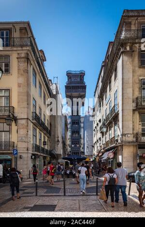 Lissabon, Portugal - 2 September, 2019 - Elevador de Santa Justa. Stockfoto