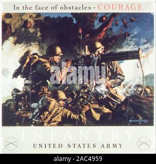 Im Angesicht der Hindernisse - amerikanische Propaganda Poster von WW2 MUT Stockfoto