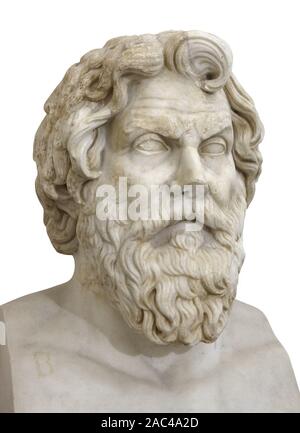Antisthenes. Marmor herm des griechischen Philosophen. Mit Freistellungspfad isoliert Stockfoto