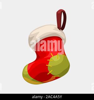 Xmas sock Rot auf Weiß Stock Vektor