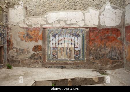Neptun und Amphitrite Mosaik in Haus der Neptun Mosaik (das Haus des Neptun und Amphitrite) im alten Ercolano (Herculaneum) Stadt Ruinen. Napl Stockfoto