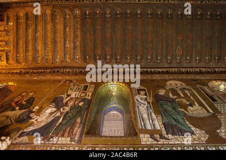 Pfälzer Kapelle (Cappella Palatina). Interieur mit Mosaiken. Palermo, Sizilien, Italien Stockfoto