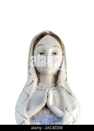 Unsere Dame vintage Porzellan Statue. Mock up Kopie Raum. Stockfoto