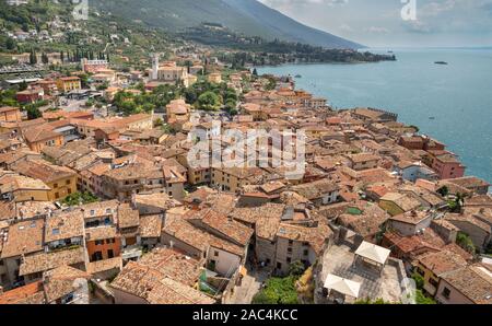 Die Malcesine von Burg und Lago di Garda See. Stockfoto