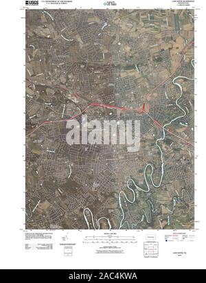 USGS TOPO Karte Pennsylvania PA Lancaster 20100819 TM Wiederherstellung Stockfoto