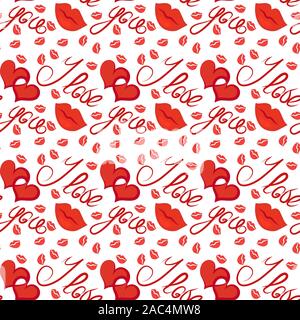 Nahtlose Muster, Textur - Ich liebe Dich - Erklärung der Liebe am Valentinstag Stockfoto