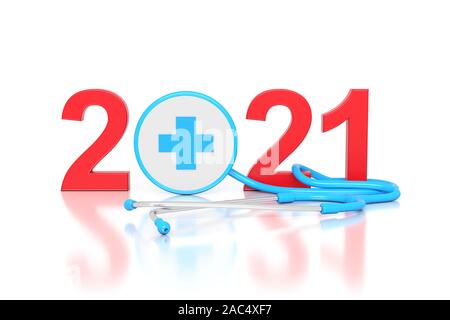 Neues Jahr 2021 Creative Design Concept-gerenderten 3D-Bild Stockfoto