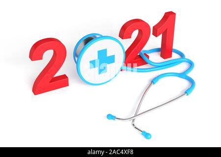 Neues Jahr 2021 Creative Design Concept-gerenderten 3D-Bild Stockfoto