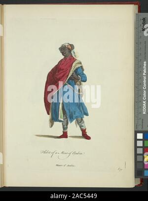 Gewohnheit von einem Moor von Arabien Maure d'Arabie ursprünglich im Jahre 1577 in Habitus praecipuorum Populorum veröffentlicht, Tam virorum quàm foeminarum, fingulari arte depictiHabit eines Moor von Arabien. Maure d'Arabie. Stockfoto