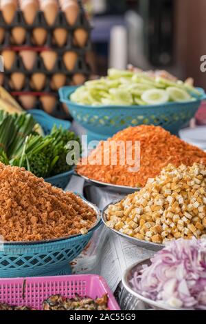Zutaten für Pad Thai, einem beliebten Thai Street Food Stockfoto