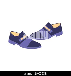 Ein dunkles Blau Paar Kleid Herrenschuhe Stock Vektor