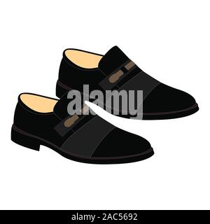 Ein rein schwarzes Paar Kleid Herrenschuhe Stock Vektor
