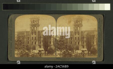 Halle der Gerechtigkeit, mit Turm, erschüttert durch das große Erdbeben, San Francisco, cal durch Underwood & Underwood; Halle der Gerechtigkeit, mit Turm nach dem großen Erdbeben in San Francisco erschüttert, Cal. Stockfoto