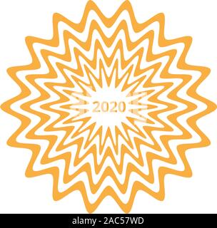 2020, Weihnachten und Neujahr Grußkarte, Zeichen, Logo. Stock Vektor