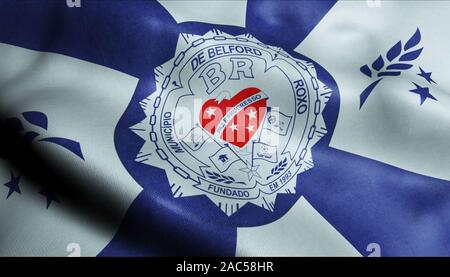 3D-winken Brasilien Flagge von Belford Roxo Detailansicht Stockfoto