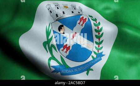 3D-winken Brasilien Flagge von piracicaba Detailansicht Stockfoto