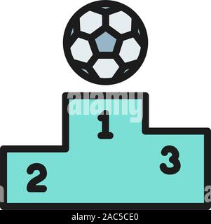 Sockel mit Soccer ball flach Farbe Symbol. Stock Vektor