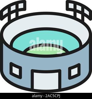 Sportstadion mit Strahler flach Farbe Symbol. Stock Vektor