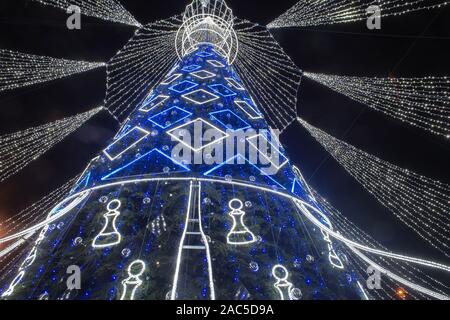 Die BELEUCHTUNG DER VILNIUS WEIHNACHTSBAUM Domplatz 30. November 2019, 20.00 Uhr Vilnius, Litauen Stockfoto